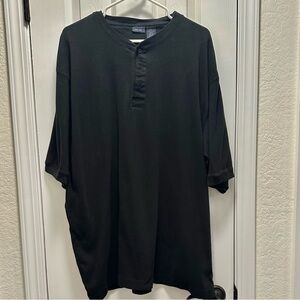Cherokee Men's XXL Black Short Sleeve Henley 100% Cotton T-Shirt